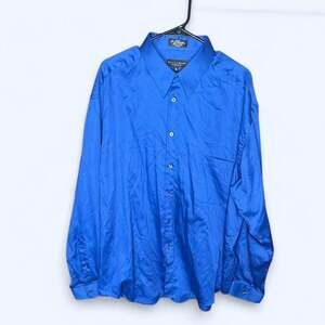 Crazy Horse A Claiborne Company Royal Blue Sateen Dress Shirt